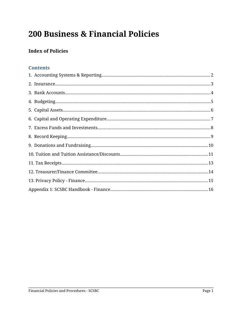 Financial Policy & Procedure Template